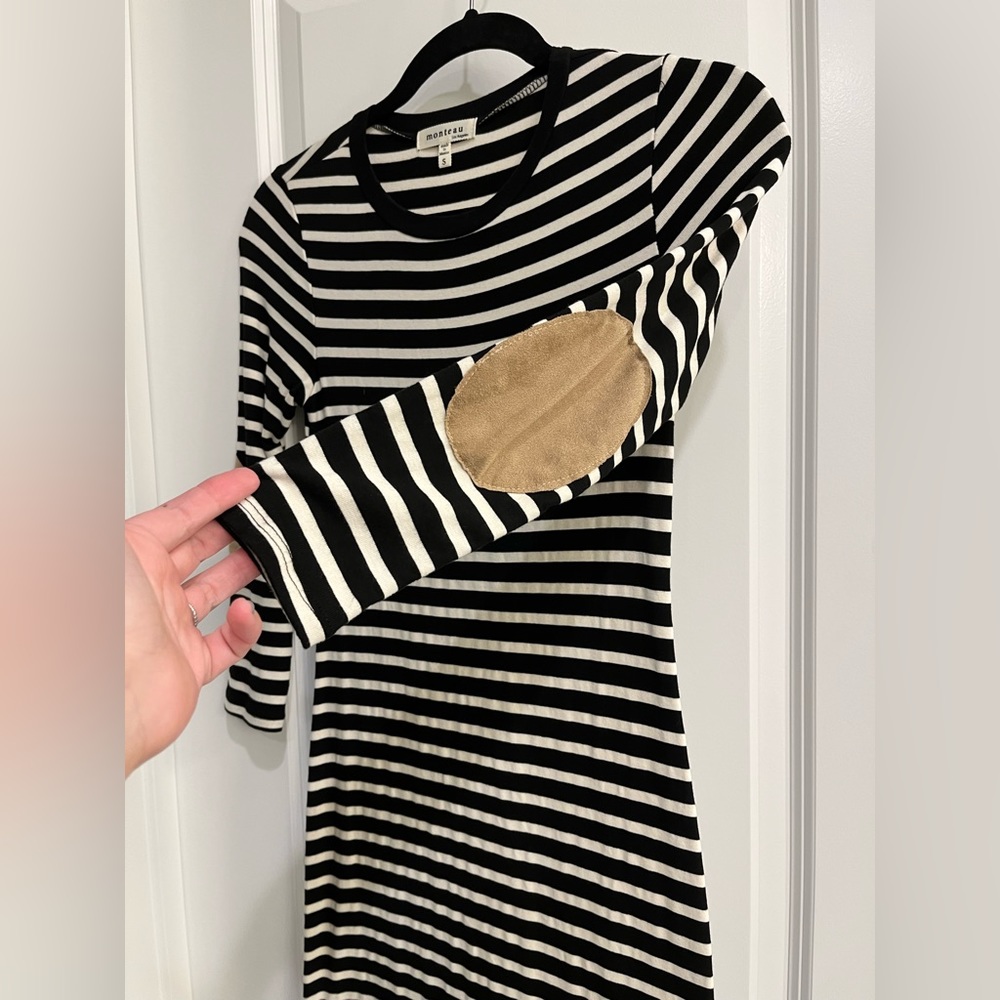 Body Con dress with faux leather elbow patch